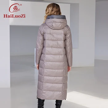 HaiLuoZi 2022 Ženske zimske jakne, Duge Debelo donje kaput s kapuljačom, Odjeća munje, Elegantna Ženska Odjeća, parkovi od bio-pamuka 6022