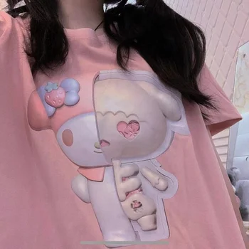 Japan Anime Kawai t-Shirt Ženska Kostur Grafički t-Shirt 2021 Ljeto Kratkih Rukava Alt Odjeća Slatka Vrhovima Soft Djevojke Estetski FERNAN