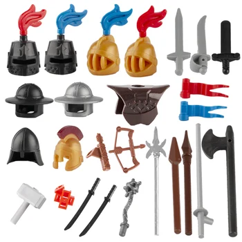 Srednjovjekovni Vojni Oružje Gradbeni Blok Vojne Vojnici Kaciga Vitez Dvorac Rimske Figurice Dijelovi Warrior Pribor, Igračke, Pokloni
