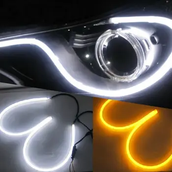 Auto Fleksibilan DRL LED Coaster Dnevnog Svjetla Vodilica od Aluminija 45 cm Suza Oka Lampa Crno-bijeli Volan Lampa Soft Lampa Bar