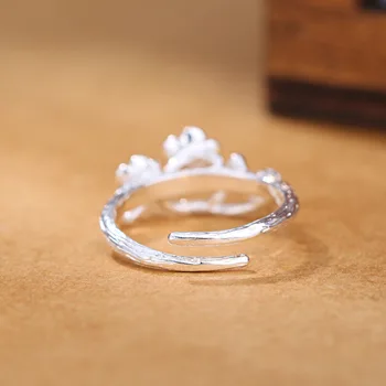 Prsten prsta cvijeta srebrne boje punk za nakit, dar Božića prstenje žene starinski