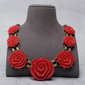 Vintage moda ruža pretjerano veliki ukras ogrlica