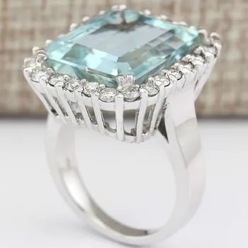 Luksuzni Ženski Svijetlo Plavi Prsten s kubični cirkon-Rez Princezu za Vjenčanja, Zaruka, Obećanje, Skup Svadba Prstenje, Nakit