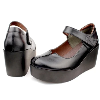 TIMETANG/Ženske Office cipele na танкетке Mary Janes od prave Kože na platformi, S Posebnim Krovom i sitnim Urezima; Zapatos De Mujer