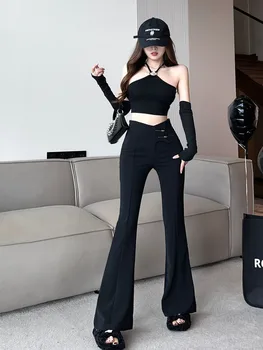 Spaljene Hlače 2022 Estetski Spaljene Tajice Hlače za Žene Korejski Stil Rijetka Moda Visoki Struk, Široke Hlače Duge