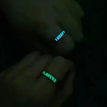 Podesiva Svijetleći Prsten za Par Svijetle u Mraku Player1 Player2 BFF Prsten Fluorescentna Ukras Leptir u obliku Srca Pokloni za Prijateljstvo