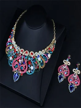 Klasicni temperament crystal ogrlica i naušnice set kvalitetnih nakit od legure pribor za žene