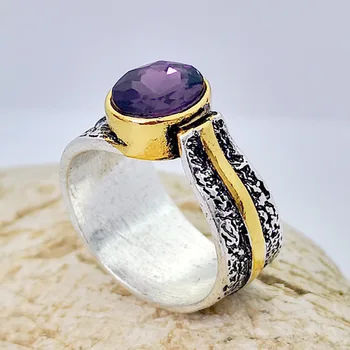 Ženski Kristal, Cirkon je Kamen Zaručnički Prsten Vintage Violet Kubni Cirkonij Vjenčano Prstenje za Žene Boho Obećanje Nakit