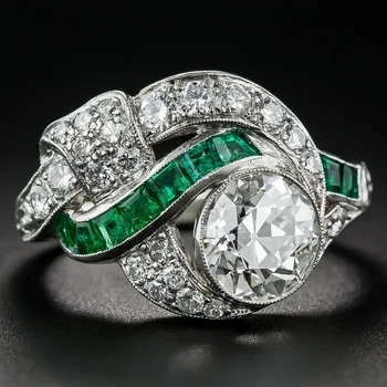 Modni angažman prsten klasični nakit zeleni cirkon donje prsten angažman večernje šarmantan pribor poklon za zaljubljene