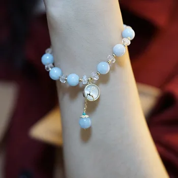 Jelen 8 mm Nebo-Plavi Kamen Kristalne Perle Trendi Ljetne Narukvice od Perli za Žene i Djevojčice Modni Nakit Pribor za Ruku YBR389