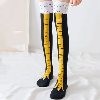 Čarape s Uzorkom Piletina Noge, Duge Čarape s Uzorkom Zabavne Čarape Za Noge, Pamučne Čarape s 3D Ispis, Čarape Iznad Koljena, Čarape Sa Životinjama