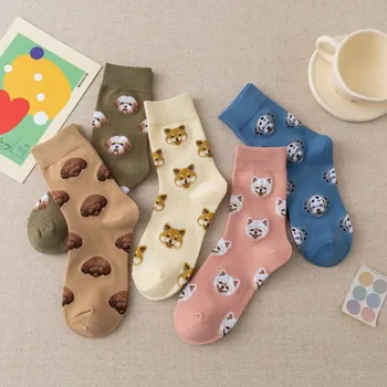 1 Novi par Čarapa, ženske čarape za djevojčice, ženske čarape u konzervativnom stilu, čarape sa životinjama, Pas, Panda, Mačka, Čarape s Medvjedom, Kreativna čarape u korejskom stilu, čarape Sox