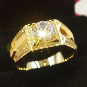 Veličina 7-12 Klasični Zlatna boja Gorski Kristal Kubni Cirkonij Muški Prsten Crni Emajl Muške 18 KRGP Prst Prsten Najbolje Prodaje