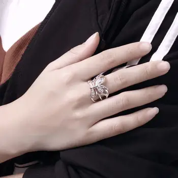Topla korejski moda širok crystal leptir narukvica 925 Sterling Srebra prstenje Narukvice nakit Kit Večernje vjenčanje pribor pokloni