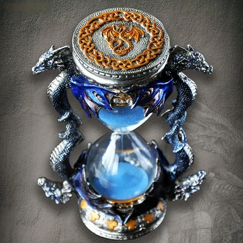 Stare metalne pješčani sat sa vremena u obliku zmaja, 15 minuta, Pješčani Sat, kreativni ukras, ukrasi za dom