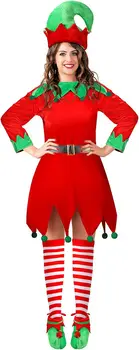 Crvena Božićna Dječja Odjeća, Slatka Odijelo Bajke Pixie za Djevojčice sa Šeširom, Haljina Djeda Mraza, Komplet Nošnji