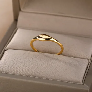 Jednostavni Otvoreni Prsten Za Žene I Muškarce Zlatne Boje Od Nehrđajućeg Čelika Podesiva Muški Ženski Angažman Vjenčano Prstenje Nakit