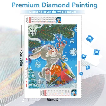 HUACAN 5D DIY Diamond Slikarstvo Potpuna Bušilica Zec Vez Životinja Nove akvizicije Diamond Art Mozaik Božićni Ukras