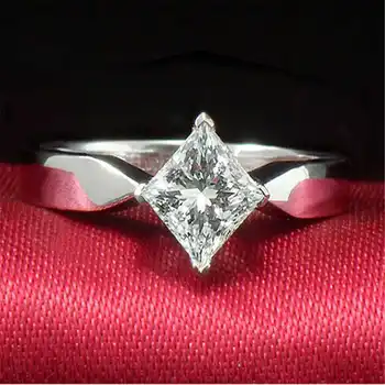 Princess Rez Kubni Cirkonij Par Prstenova Od Nehrđajućeg Čelika Zaručnički Prsten Skup za Žene Vjenčanje College Nakit