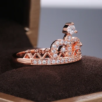 Huitan Corona Prstenovi za Žene Sjajan Kristal, Cirkon Romantična Dama Vjenčanja Vjenčani Jubilarni Prsten Modni Nakit Pribor