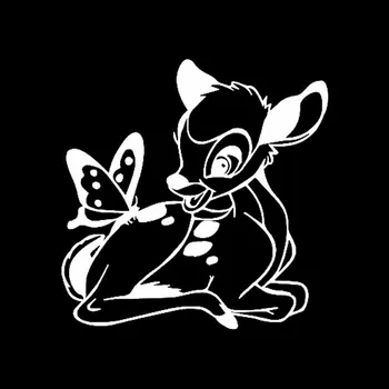 1 KOM 13,7 cm * 13,8 cm Crtani film Bambi Jelen S Kravatom Naljepnica Za Automobil Slatka Ljubimci Vinil Naljepnica Crna/Srebrna