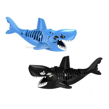Jedna Prodaja Plavi i crni Duh Zombija Siva Shark Blok Pirati Životinje Gradivni Blokovi Skup Model Cigle Igračke