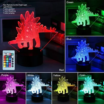 3D Led noćno svjetlo Žarulja Dinosaur Serija 16 Boja noćno svjetlo Daljinski Upravljač USB Stolne Svjetiljke Igračke Dar za Dijete Ukras Kuće