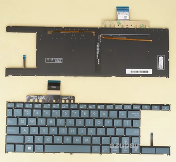 Tipkovnica SAD-a za Asus Zenbook Duo UX481 9Z.NGQBU.001 0KNB0-5622US00 0KN1-A31US13 NSK-W10 01, s pozadinskim osvjetljenjem, tamno plava