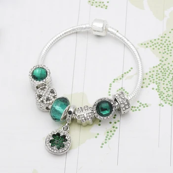 Mingshang veleprodaja DIY Spreman Narukvica-Čuvar zelene Kristalne perle Sretan trava privjesak ženska Narukvica Poklon Za Rođendan