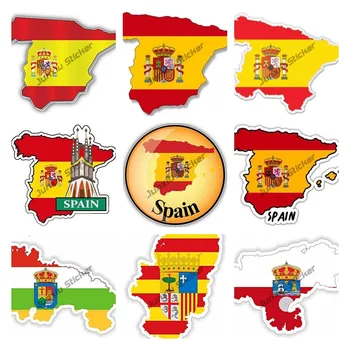 Karta Španjolske sa Zastavom Vinil Naljepnica Aragon Španjolskoj Kartica Naljepnica Cantabria La Rioja, Španjolska Kartica Zastava Naljepnica za Automobil Laptop Naljepnica za Laptop