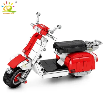 HUIQIBAO 455 kom. Crvena Motocikl Tehnička Model Gradivni Blokovi Grad Brzina Moto Auto Cigle Edukativne Igračke za Djecu Dječak