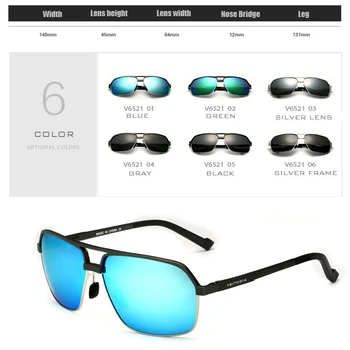 VEITHDIA Muške Sunčane Naočale Aluminijske Polarizirane Leće UV400 Sunčane Naočale Za Vožnju Muške Sportske Vintage Naočale dodatna Oprema Google 6521