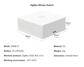 SONOFF SNZB-01 Zigbee Bežične pametan prekidač Pametna kuća Obavijest o niskoj napunjenosti baterije u programu eWeLink, ako to radi s SONOFF ZBBridge