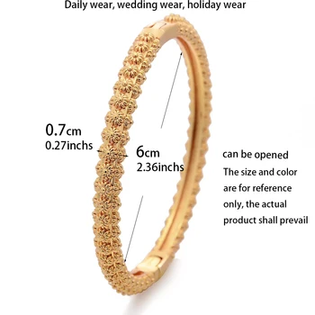 6 kom./lot Nevjesta 24 K Zlato Boja Dubai Narukvice Za Za Žene Bijoux Africaine Narukvice Vjenčanje S prstenom Nakit Večernje Pokloni