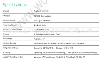 Crna 2,4 Ghz-300 M Wireless AP dual-band WiFi Repeater Mid-Boost Internet Raspon Signala Usmjerivača IEEE 802.11 n/g/b Za Windows