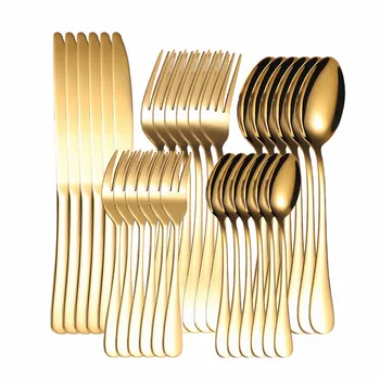 Zlatni Set Pribora za jelo Set Pribora za jelo Od Nehrđajućeg Čelika Zlatni 30шт Potpuna Posuđe Vilica Žlica i Nož Zapadni Kompletan Set Posuđa
